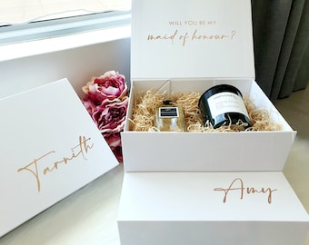 MAGNETIC BLACK WHITE Personalised gift box | Bridal Groomsmen Bridesmaid Godparents | Christening | Bridesmaid Proposal | Maid of Honour box