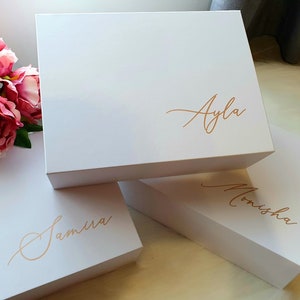 MAGNETIC Large Personalized Bridesmaid Proposal Gift Box, White Black Groomsman Bridesmaid Godparents Empty Gift Box,Custom Bridal Party Box