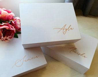 MAGNETIC Large Personalized Bridesmaid Proposal Gift Box, White Black Groomsman Bridesmaid Godparents Empty Gift Box,Custom Bridal Party Box