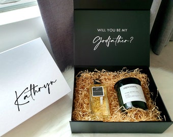 MAGNETIC BLACK WHITE Personalised gift box | Bridal Groomsmen Bridesmaid Godparents | Christening | Bridesmaid Proposal | Maid of Honour box