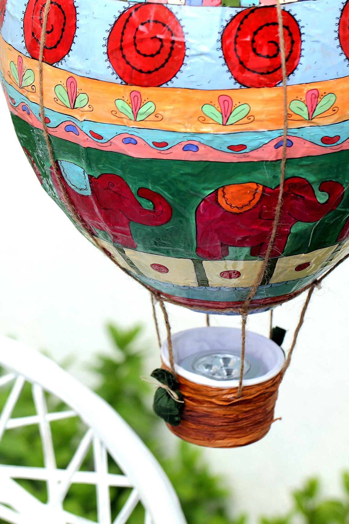 Decorative Hot Air Balloon Made and Hand Painted With LED Lighting