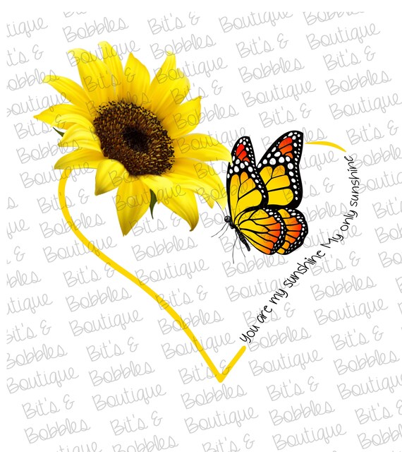 Download You Are My Sunshine Sunflower Heart Butterfly Png Svg Etsy
