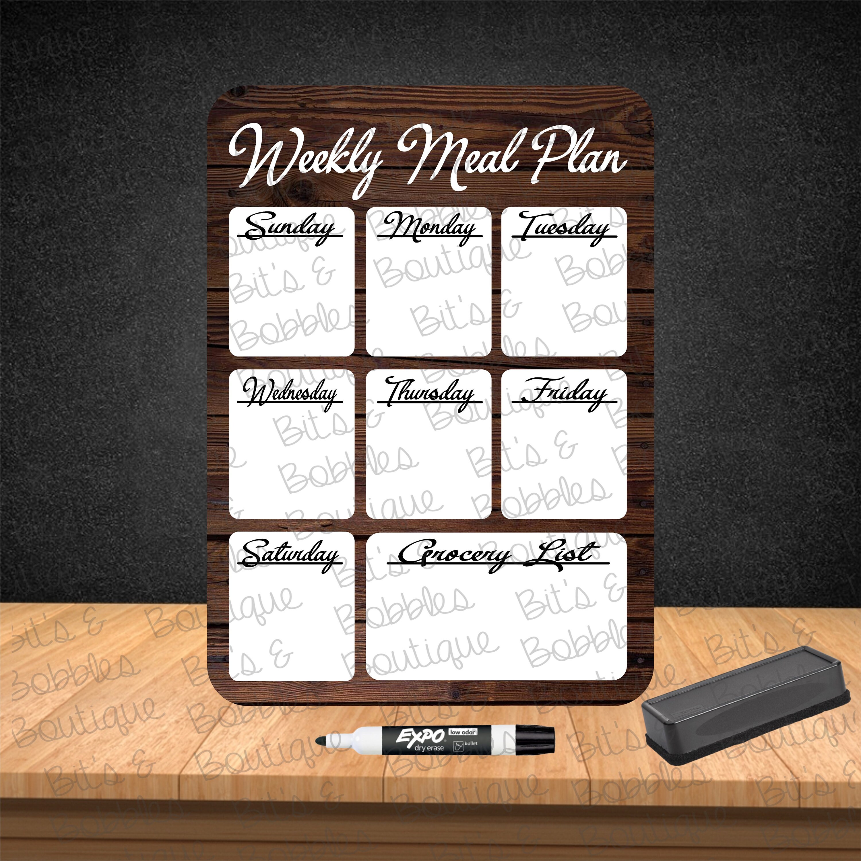 Sublimated whiteboard weekly menu family dinner Etsy