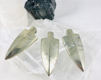 Pyrite Arrowhead Gemstone Pendant, Genuine Stone Pendant, Natural Stone Pyrite Necklace