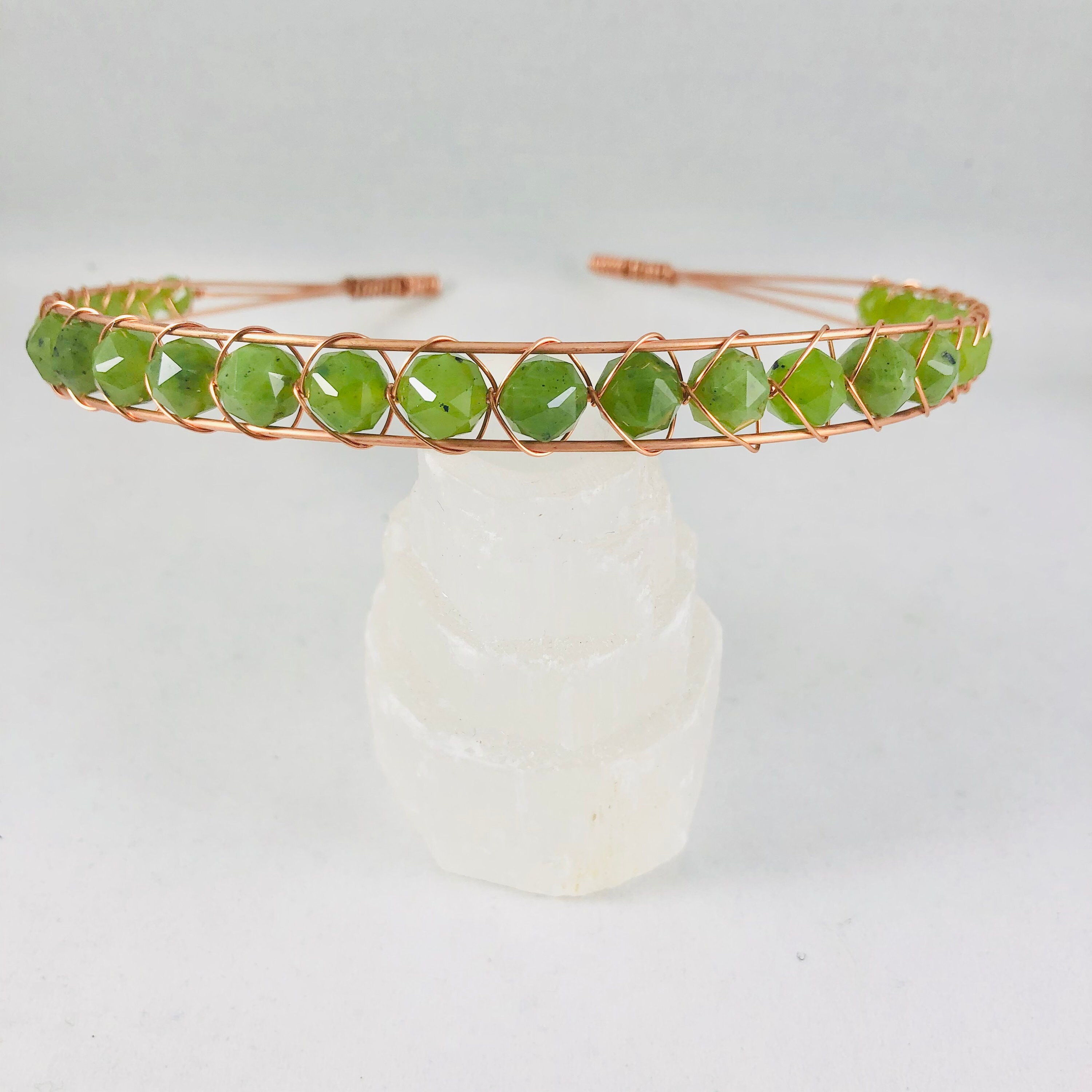 Jade Gemstone Headband Genuine Stone Beaded Natural Stone Etsy