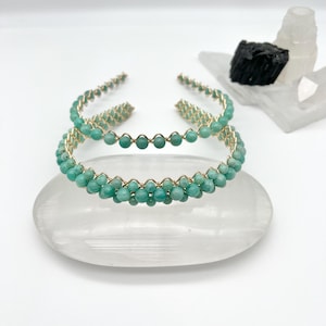 Silver Headband with Turquoise, Austrian Crystals and Electroplated Glass Beads Amazon.com: Sakytal Boho Headpiece Silver Coins Head Chain  main image 4