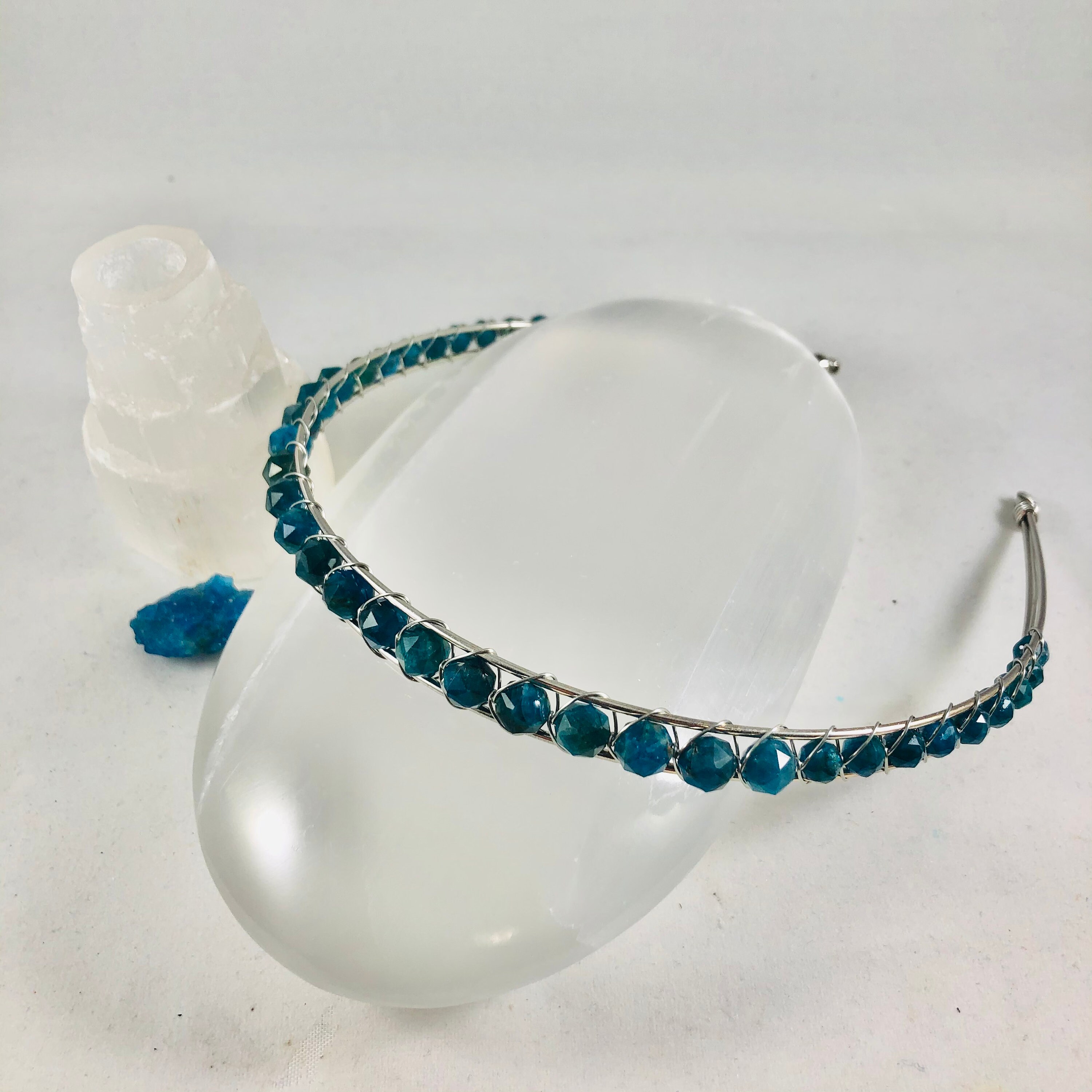 Apatite Gemstone Headband Genuine Stone Handmade Crystal Etsy