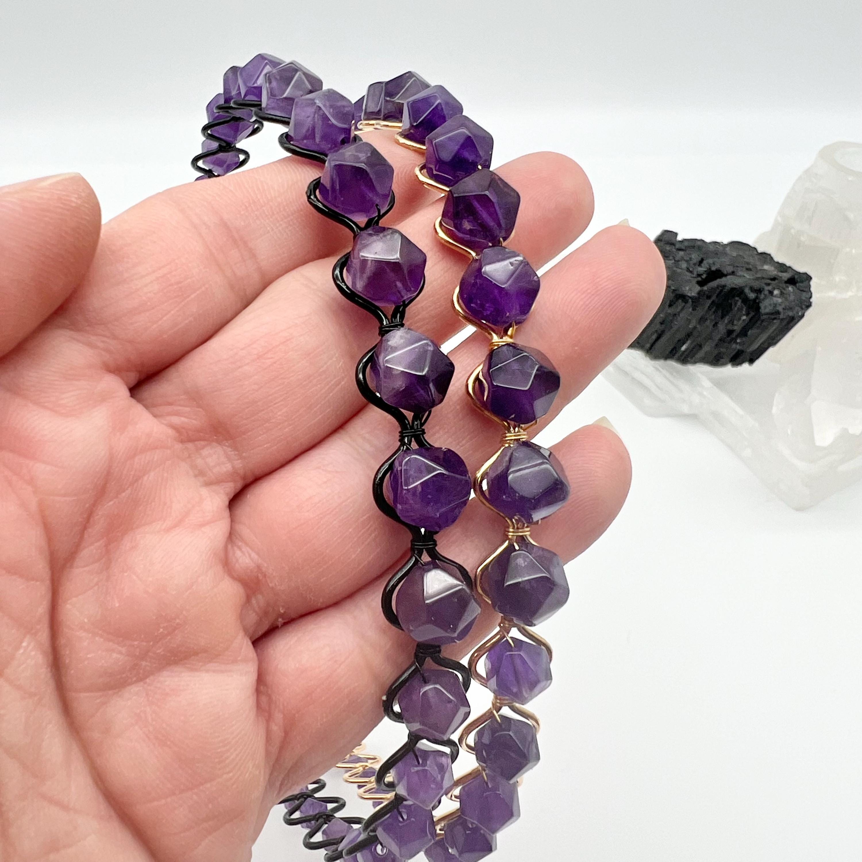 Crystal  Purple amethyst Stone Headband CNYANFEI Purple Amethyst Headband for Women Raw Crystal  main image 3