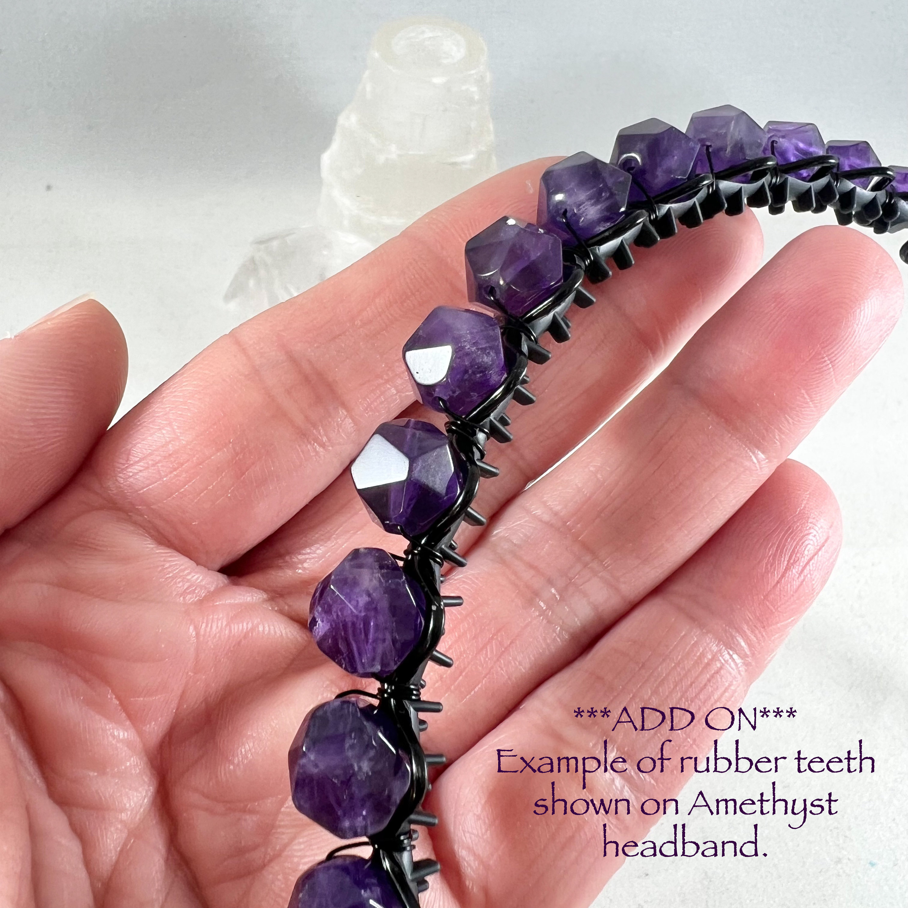 Amethyst Gemstone Headband, Genuine Purple Stone Beaded  display picture 1