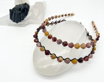 Mookaite Jasper Gemstone Headband, Genuine Stone Beaded  display picture 1