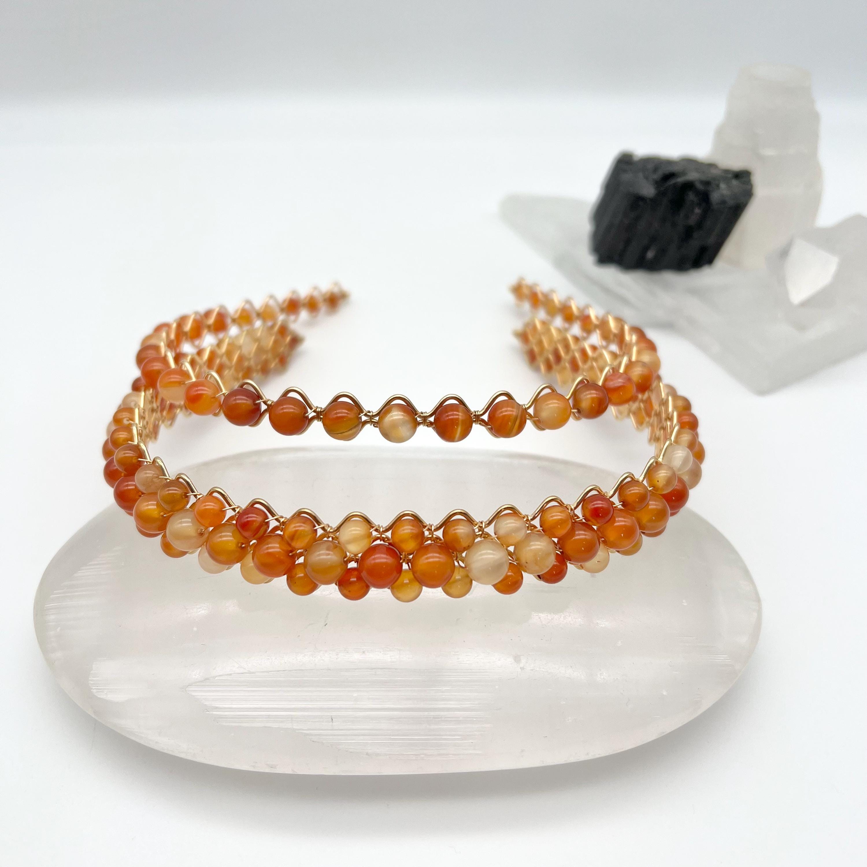 Beaded Headband Orange - Etsy display picture 1