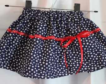 Red, white and blue toddler skirt, Satin ribbon, Fourth of July Skirt, Memorial Day skirt, Labor day skirt, Toddler, Infant, stars