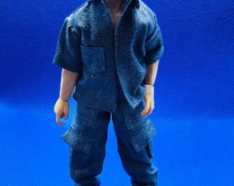 1:12 Maßstab Denim Cargo Outfit für 6 männliche Puppe | TBLeague Phicen Streetwear Set