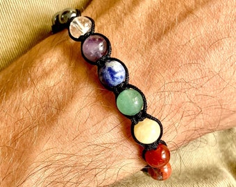 Pulsera de hombre 7 chakras, pulseras de piedras naturales, pulsera de la proteccion 7 chakras, pulsera equilibrio, regalo para hombre