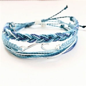 3 pack bracelets, surfer bracelets, boho bracelets,  wave bracelets, waterproof bracelets, birthday gift, stackable bracelets