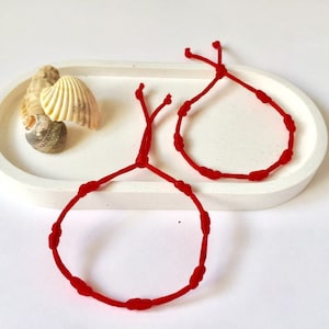 2 Braccialetti Rossi A 7 Nodi - Portafortuna Kabbalah, Protezione Unisex, Regolabili - Foto 13