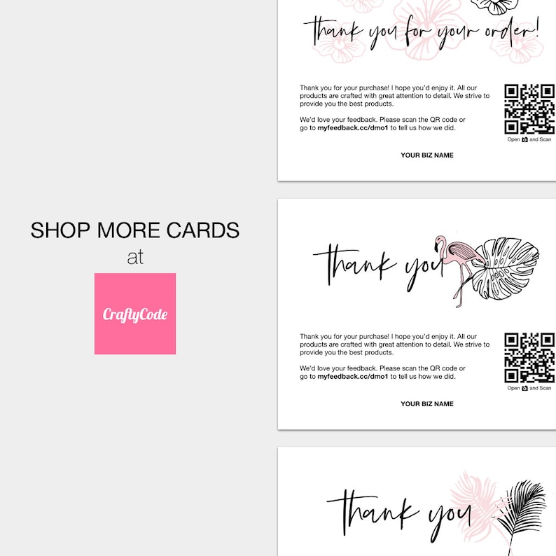 Printable Thank You For Your Purchase Cards Package Inserts Business Thank You Cards Perfect for Small Business /& Online Shops