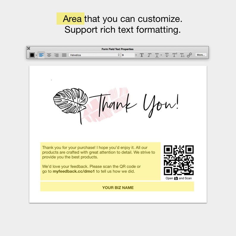 Printable Thank You For Your Purchase Cards Package Inserts Business Thank You Cards Perfect for Small Business /& Online Shops