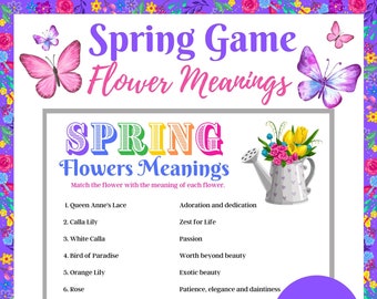 Spring Flower Meanings, Family Game, Classroom Game, Spring Activity, Game for kids, Game for Adults, Seniors,