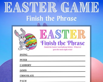 Easter Finish the Phrase, Family Game, Virtual Party Game, Easter Activity, Games for kids, Games for Adults, Seniors, Classroom Game