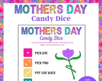 Mother's Day Game, Candy Dice, Family Game, Virtual Party Game, Mothers Day Activity, Games for kids, Games for Adults,