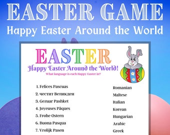 Happy Easter Around the World, Family Game, Virtual Party Game, Easter Activity, Games for kids, Games for Adults, Seniors, Classroom