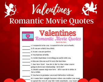 Valentine's Day Game Movie Quotes, Printable Family Game, Virtual Party Game, Valentine Activity, Galentine's Day, Adult and Kids