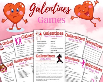 Galentine Games, 10 Printable Party Games Bundle, Valentine's Day Games, Saint Valentine, Virtual Games, Girls Night