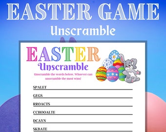 Easter Unscramble, Family Game, Virtual Party Game, Easter Activity, Games for kids, Games for Adults, Seniors, Classroom Game