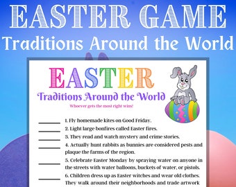 Easter Traditions Around the World, Family Game, Virtual Party Game, Easter Activity, Games for kids, Games for Adults, Seniors, Classroom