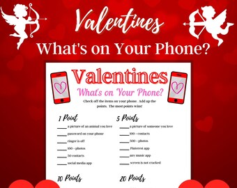 Valentine's Day Game What's on Your Phone, Printable Family Game, Virtual Party Game, Valentine Activity, Galentine's Day, Adult and Kids