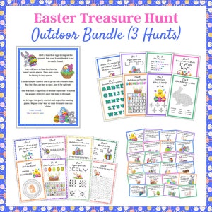 Outdoor Easter Scavenger Hunts, Easter Bunny Letter,  3 Outdoor Treasure Hunts, Games for Kids, Treasure Hunt clues