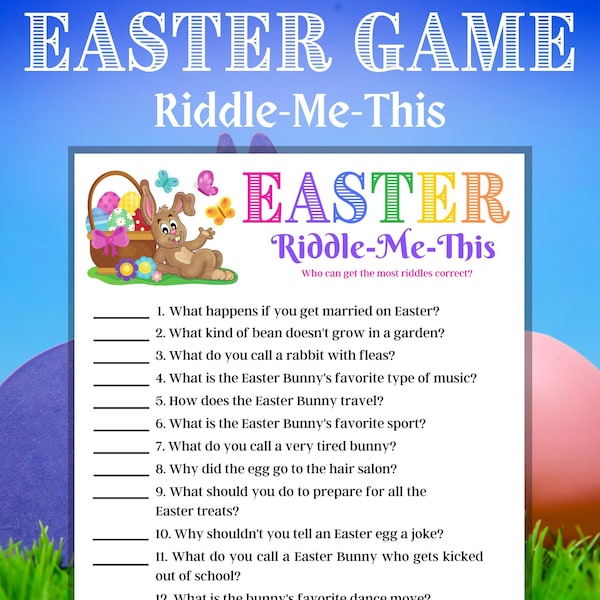 Easter Riddle-Me-This, Family Game, Virtual Party Game, Easter Activity, Games for kids, Games for Adults, Seniors, Classroom Game