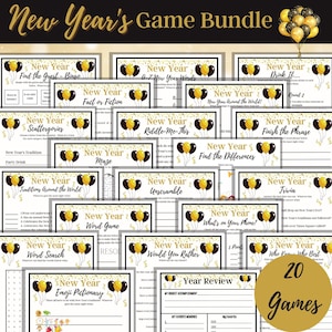 New Years Eve Party Games, Printable Family Games,  New Year Activity, Party Games for Big Groups, Holiday Party Games for Office