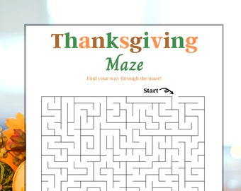 Thanksgiving Maze, Printable Game, Thanksgiving Activity for Adults and Kids, Fun Game for the All Ages, Instant Download