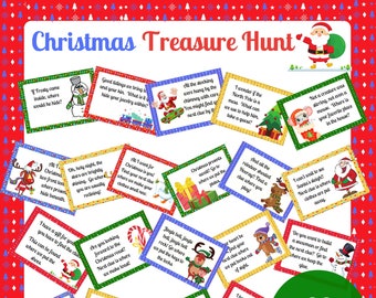 Christmas Treasure Hunt, Christmas Indoor Scavenger Hunt, Game for kids, Christmas Activity for children, Instant Download