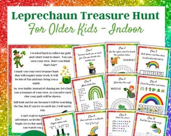 Leprechaun Treasure Hunt, Difficult Clues, Game for Teens (PDF Pattern)