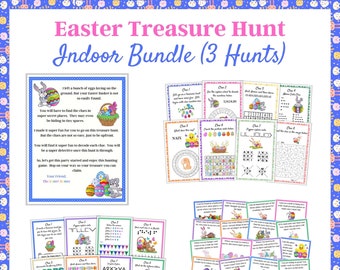 Indoor Easter Scavenger Hunts, Easter Bunny Letter,  3 Indoor Treasure Hunts, Games for Kids, Treasure Hunt clues