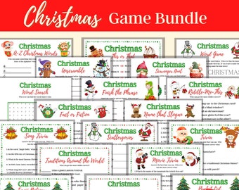 Christmas Game Bundle, Printable Family Games, Virtual Party Games, Christmas Activity, Office Party Games, Friendly Feud Trivia