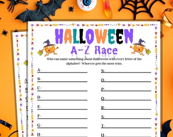 Halloween A-Z Race, Game for kids, Game for Adults, Virtual Game, Halloween Activity, Classroom Game, Seniors, Printable Game