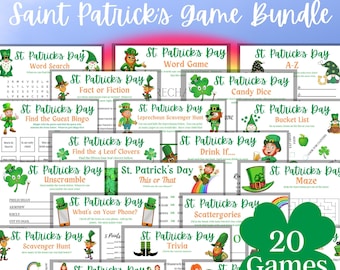 St Patrick's Day Game Bundle, 20 Printable Family Activities (PDF)