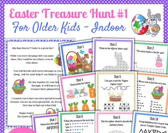 Easter Treasure Hunt, Easter Bunny Letter, Indoor Scavenger Hunt, Vol 2 Hunt #1, Game for older kids, Treasure Hunt clues, Easter Activity