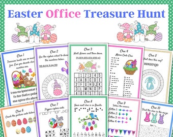 Easter Office Treasure Hunt, Indoor Scavenger Hunt, Easter Office Game, Treasure Hunt clues, Easter Activity, Coworkers Game, Team Building