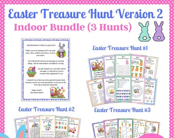Indoor Easter Scavenger Hunts, Easter Bunny Letter,  3 Indoor Treasure Hunts, Games for Kids, Treasure Hunt clues