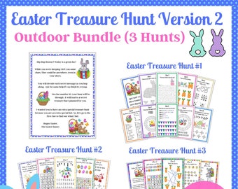Easter Scavenger Hunt Bundle, Outdoor Treasure Hunt Clues (PDF)