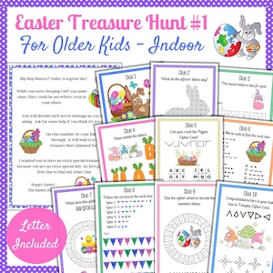 Easter Treasure Hunt, Easter Bunny Letter, Indoor Scavenger Hunt, Vol 2 Hunt #1, Game for older kids, Treasure Hunt clues, Easter Activity