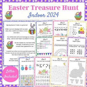 Indoor Easter Treasure Hunt , Easter Bunny Letter, Scavenger Hunt, Game for older kids, Treasure Hunt clues, Easter Activity, Teens, Tweens