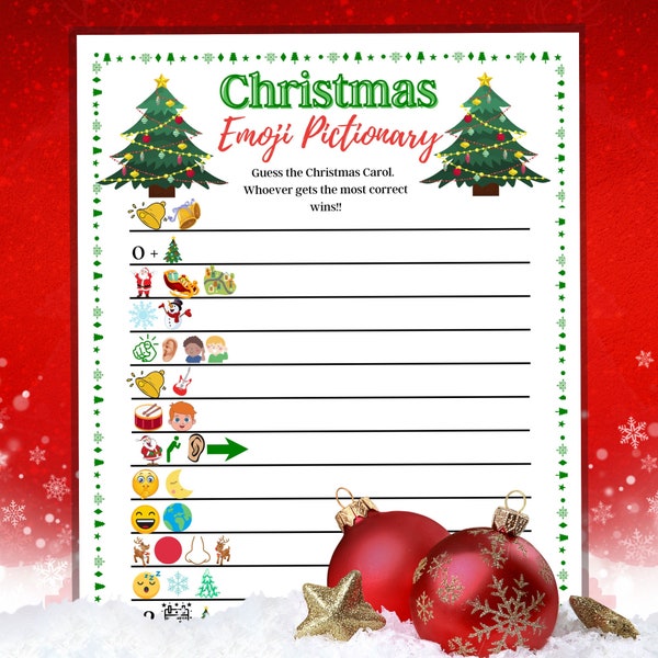 Christmas Emoji Game, Christmas Game, Name that Christmas Carol, Party Game, Activity for Kids,  Activity for Adults, Instant Download