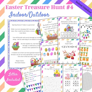 Indoor and Outdoor Easter Treasure Hunt, Easter Bunny Letter, Easter Scavenger Hunt #4, Game for older kids, Easter Activity