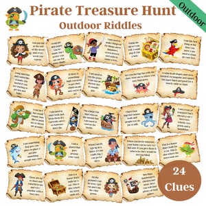 Outdoor Pirate Treasure Hunt, Scavenger Hunt, Riddle Clues, Game for kids, Anytime Game